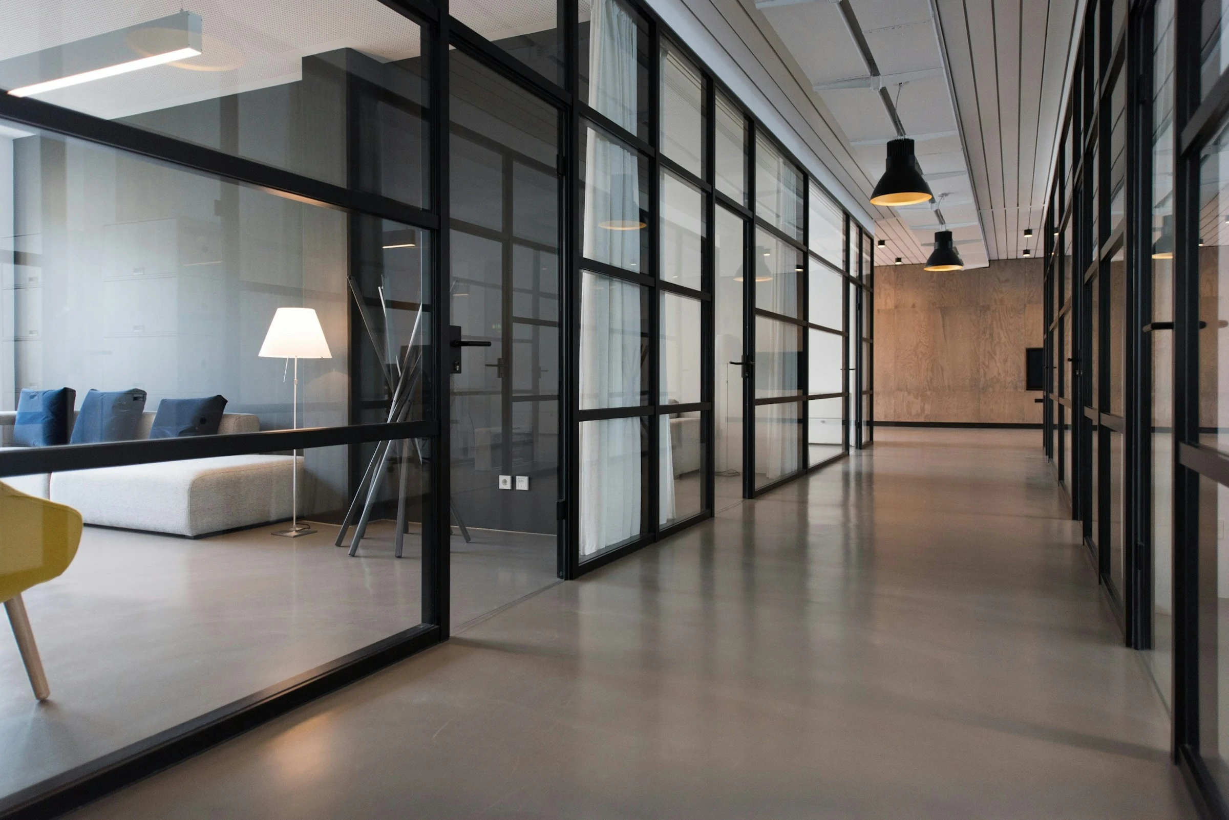 A contemporary workplace with connected meeting spaces